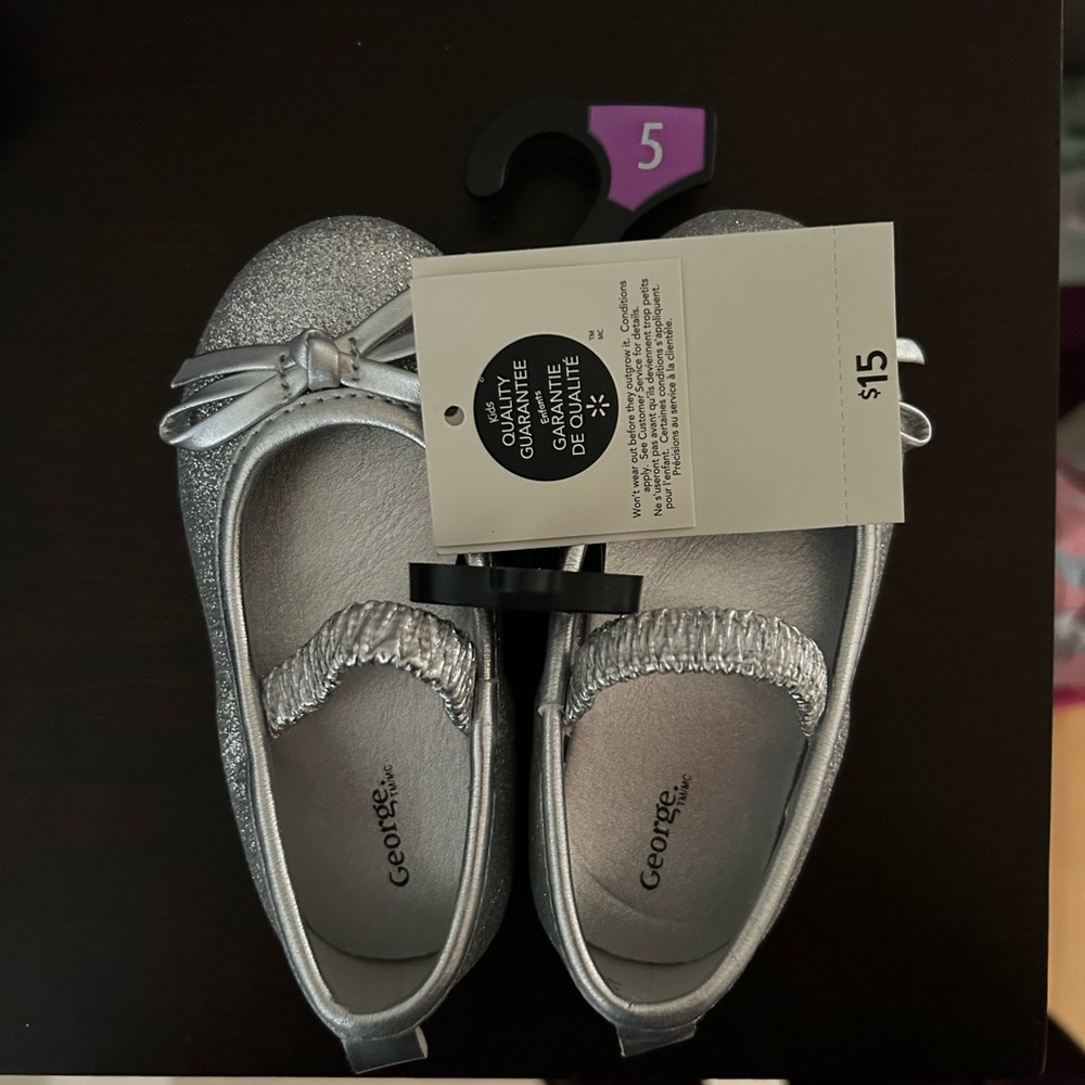George Silver Kids Ballet Flats